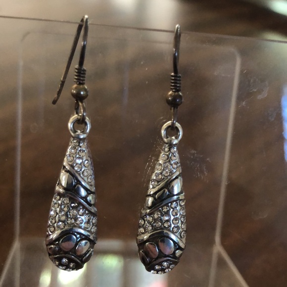 Brighton pave Swarovski crystal teardrop dangle earrings - Picture 3 of 11